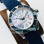 Swiss Replica Breitling Superocean 44MM Watch White Dial Blue Rubber Strap TF